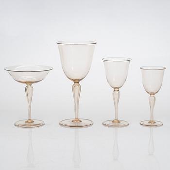 Vittorio Zecchin, a 90-piece 158 CV glassware set for Venini Cappellin and MVM Cappellin,  Murano 1920s. Partly signed.