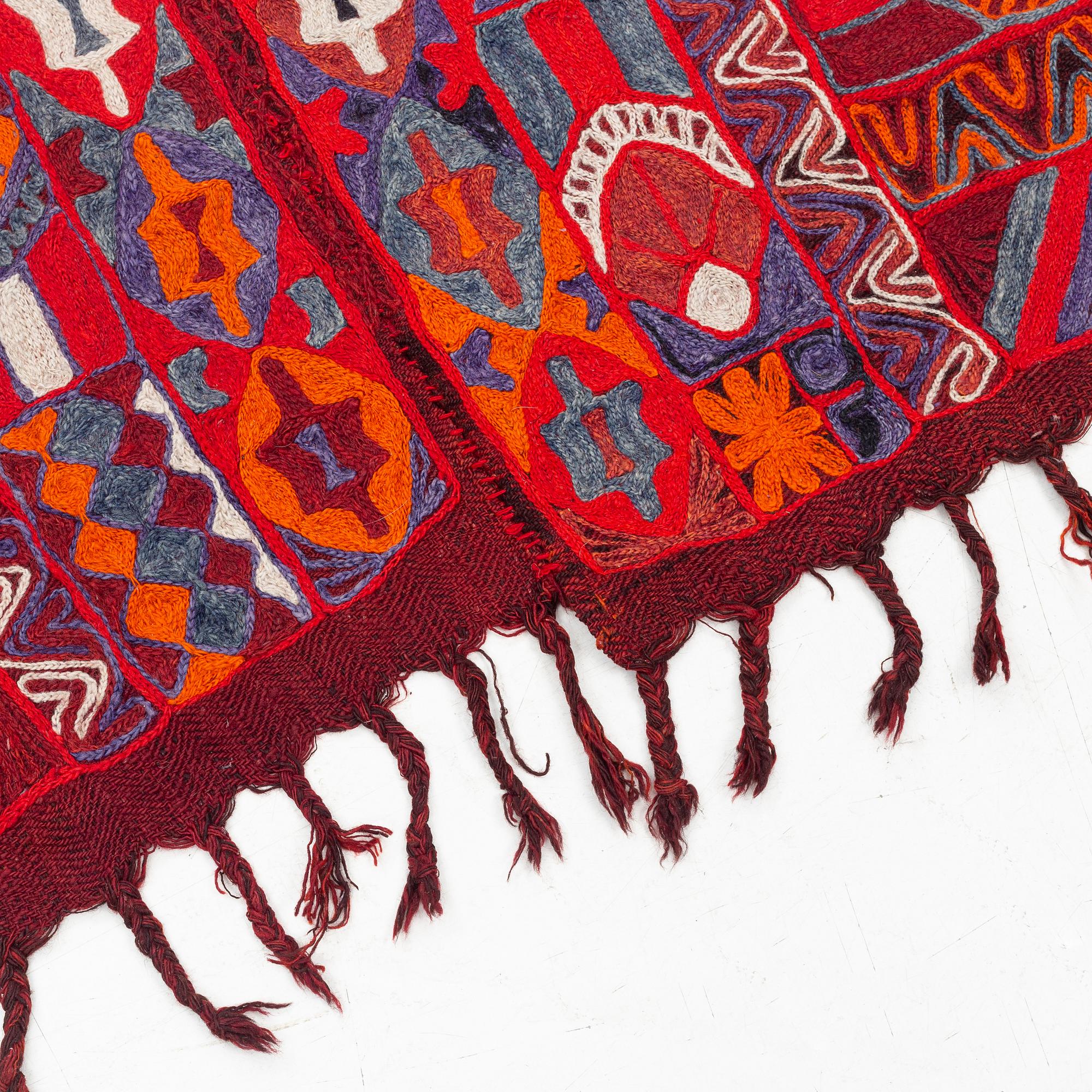 Rug/Textile with embroideries, old, marsh nomads, Iraq, 210 x 160 cm.