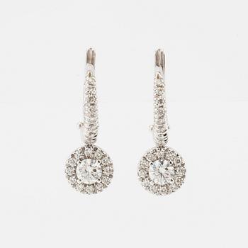 Crivelli, a pair of 18K white gold earrings with round brilliant-cut diamonds, Alessandria Italy.