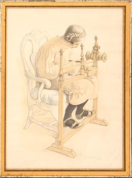 Carl Larsson, litografi signerad i trycket.