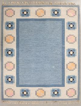 Rug, flat weave, signed GG, approx. 282 x 199 cm.