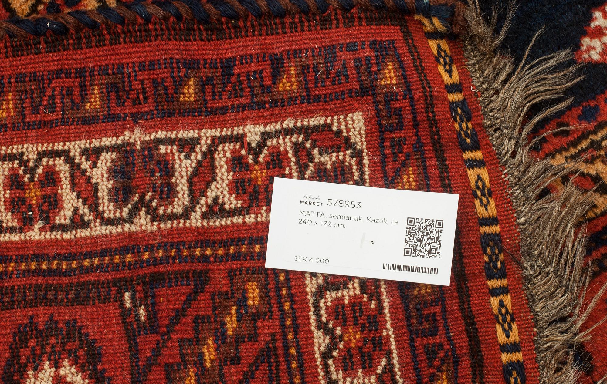 MATTA, semiantik, Kazak, ca 240 x 172 cm.