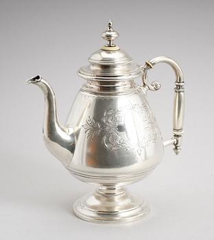 KAFFEKANNA, silver, CG Hallberg, Stockholm 1881. Vikt ca 490 gram.