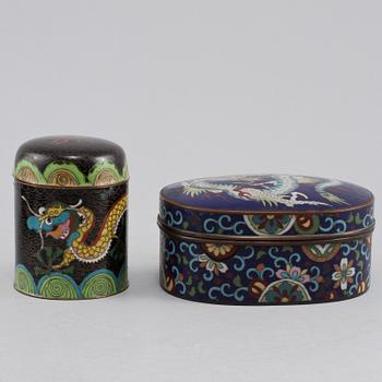PARTI CLOISONNÉ, 5 st, orientaliska, 1900-tal.