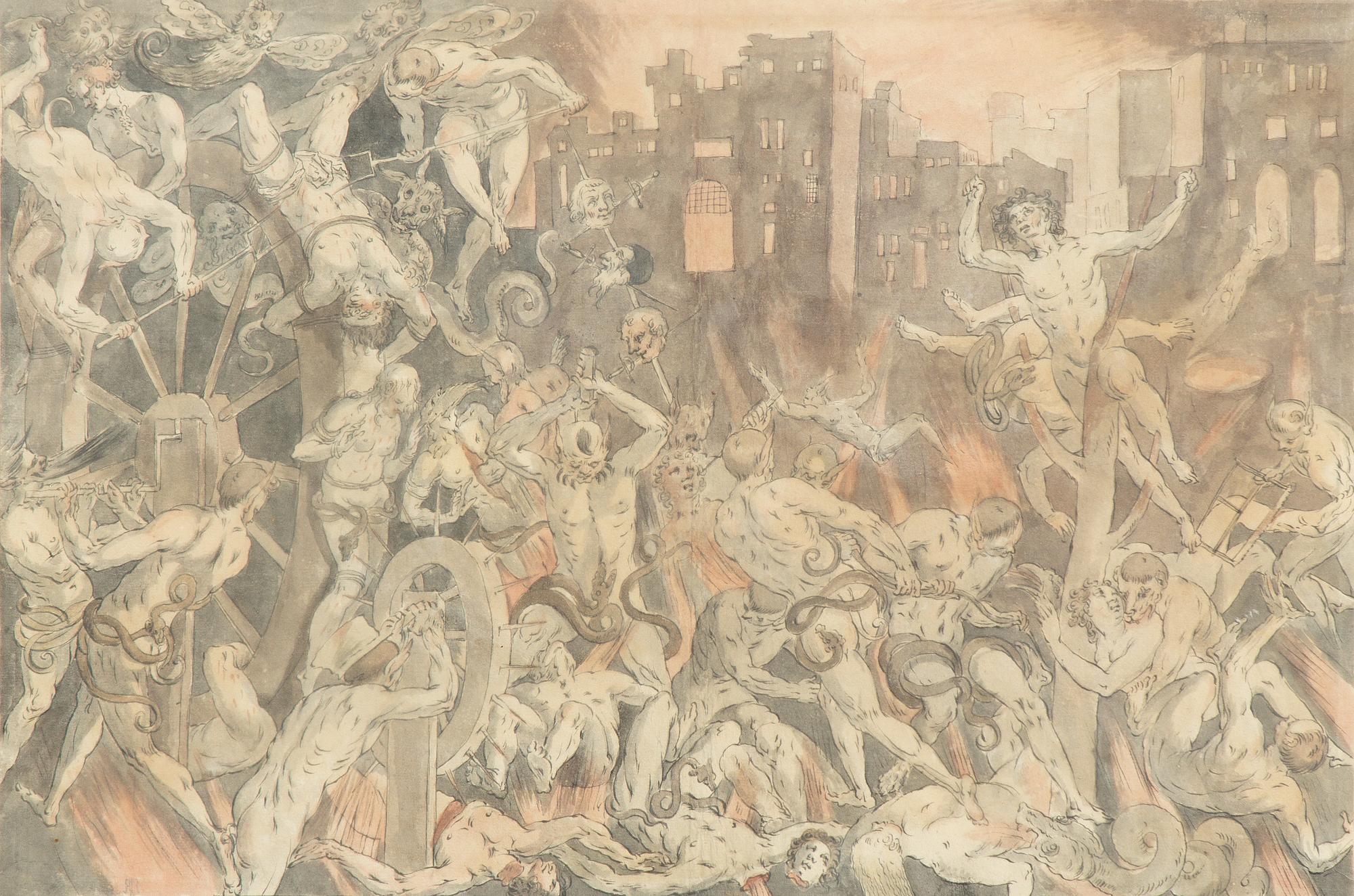 Hieronymus Bosch, his art, 18th century, Sodom & Gomorrah.