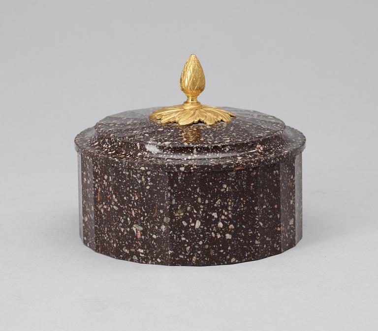 A Swedish Empire 19th Century porphyry butter box.