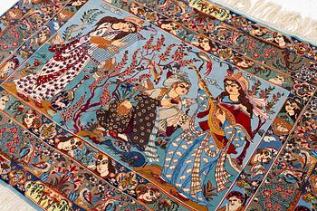 An Isfahan figural rug, c. 112 x 148 cm.