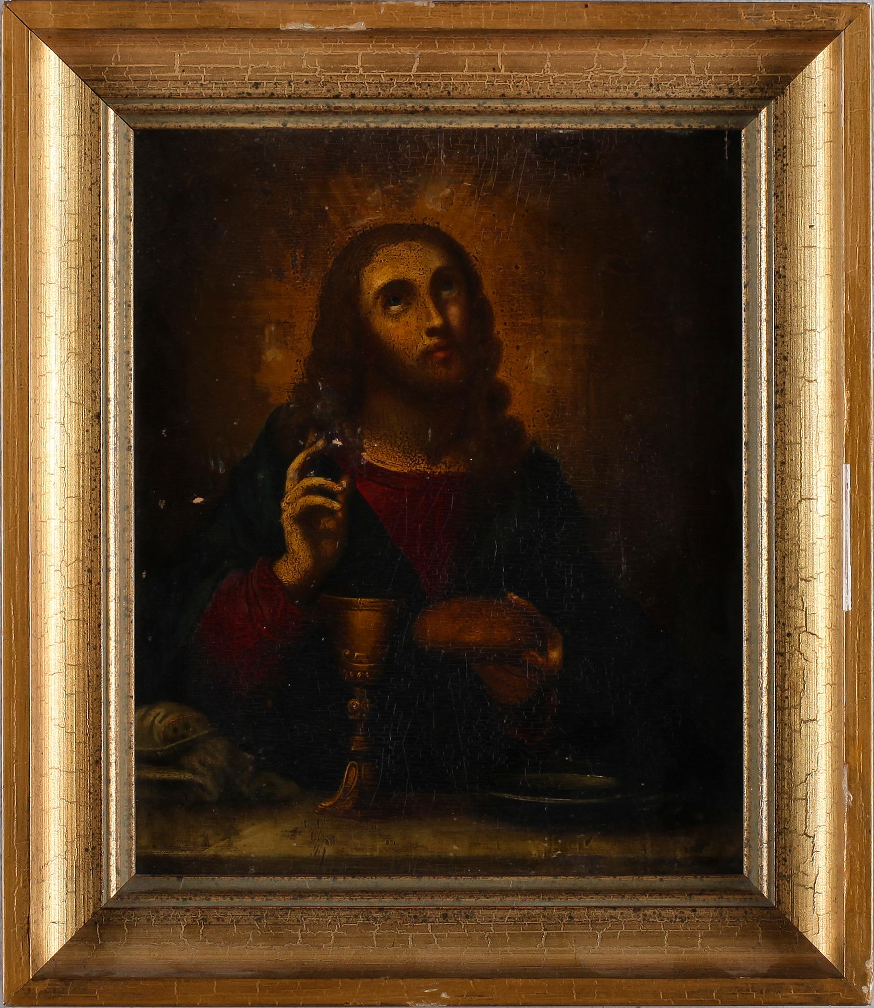 IKON, olja på pannå, sannolikt Ryssland, 1700-/1800-tal.