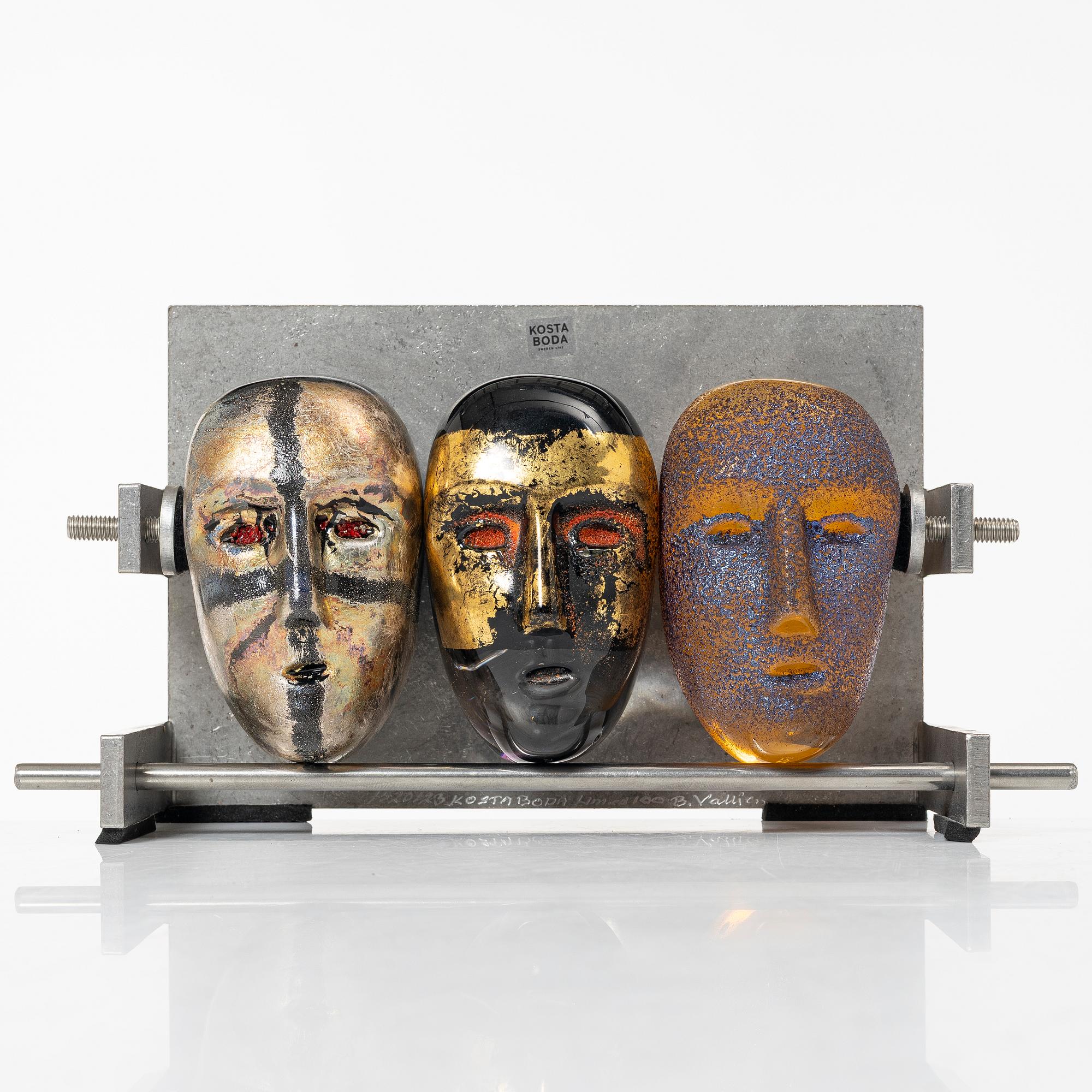 Bertil Vallien, a glass and metal sculpture, "Brains", Kosta Boda, Sweden, limited edition 100, signed.