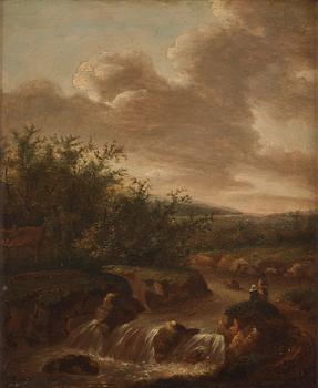 871. Jacob van Ruisdael Circle of, Landscape with figures by a waterdfall.