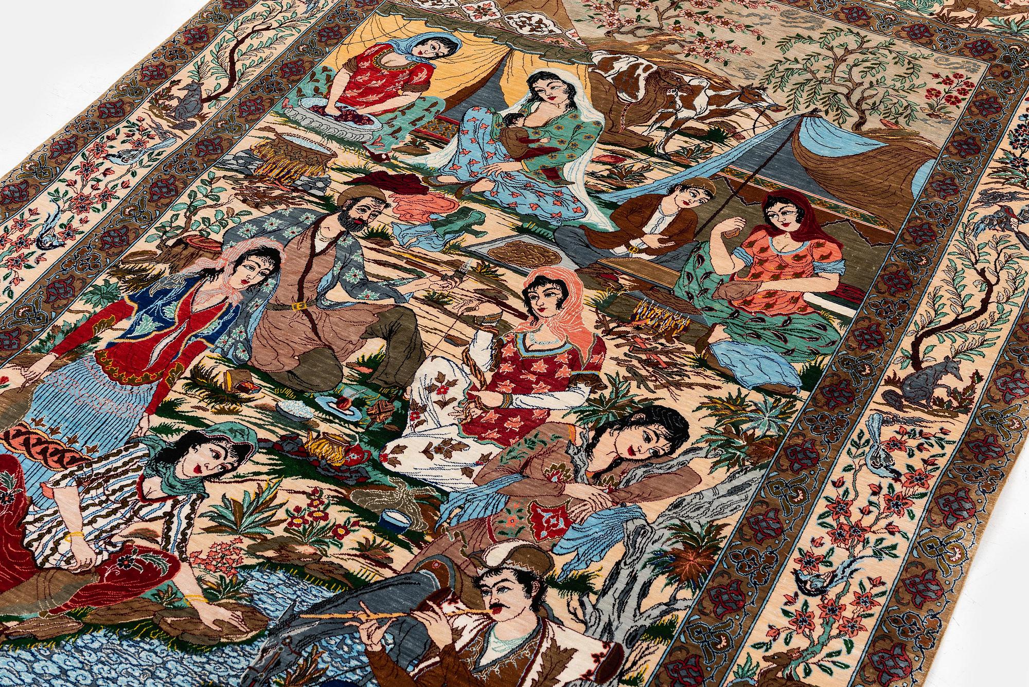 A silk Qum rug, Central Persia, signed, c. 135 x 208 cm.