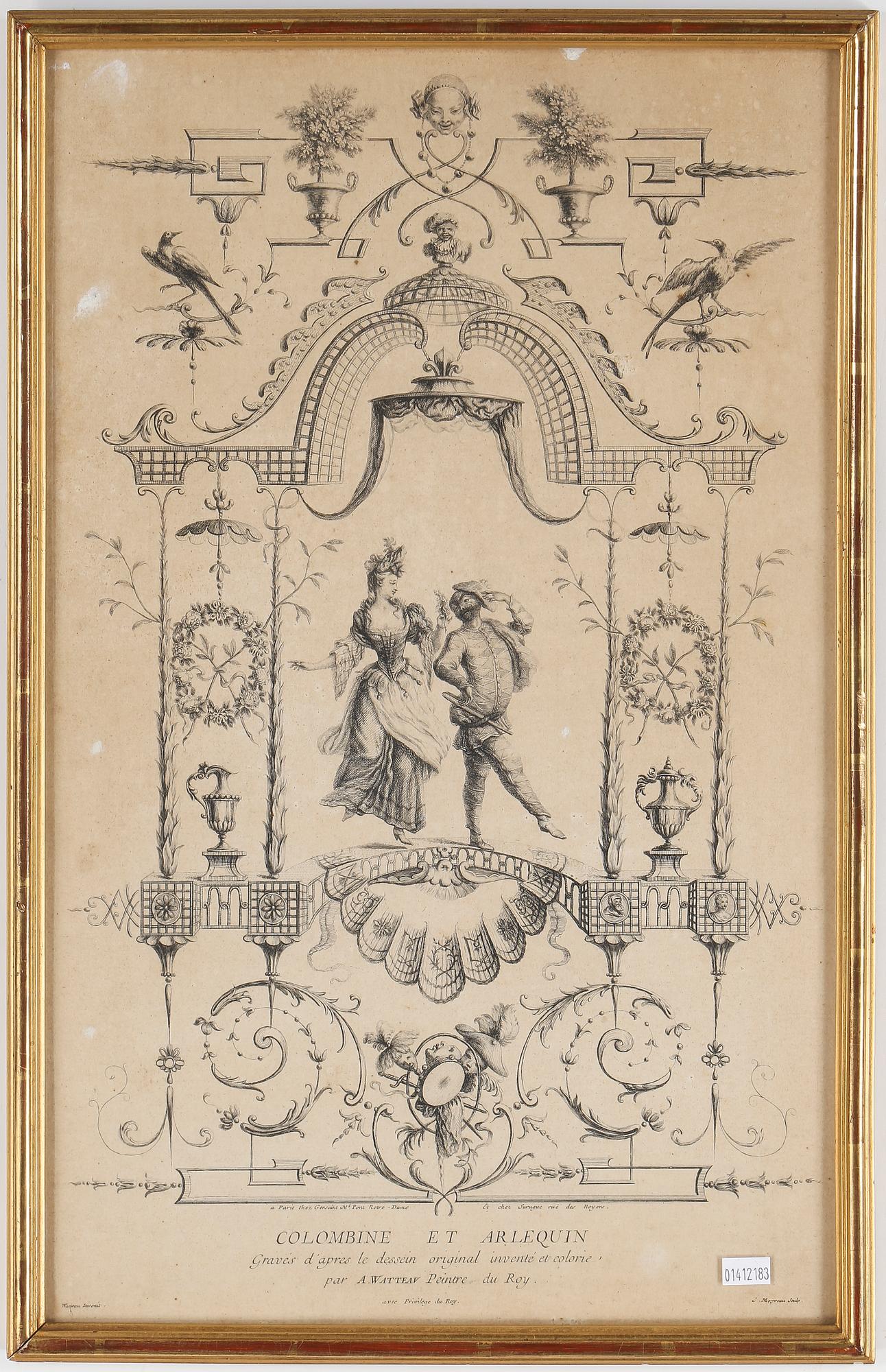 JEAN-ANTOINE WATTEAU, efter, 4 st gravyrer, sannolikt 1700-tal.