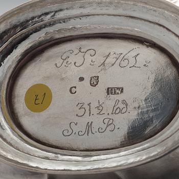 A Swedish mid 18th century silver tea-pot, mark of Henrik Wittkopf dy, Stockholm 1761.