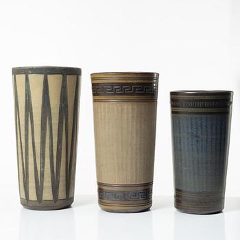 Five stoneware vases, Wallåkra, Sweden, mid-20th century.