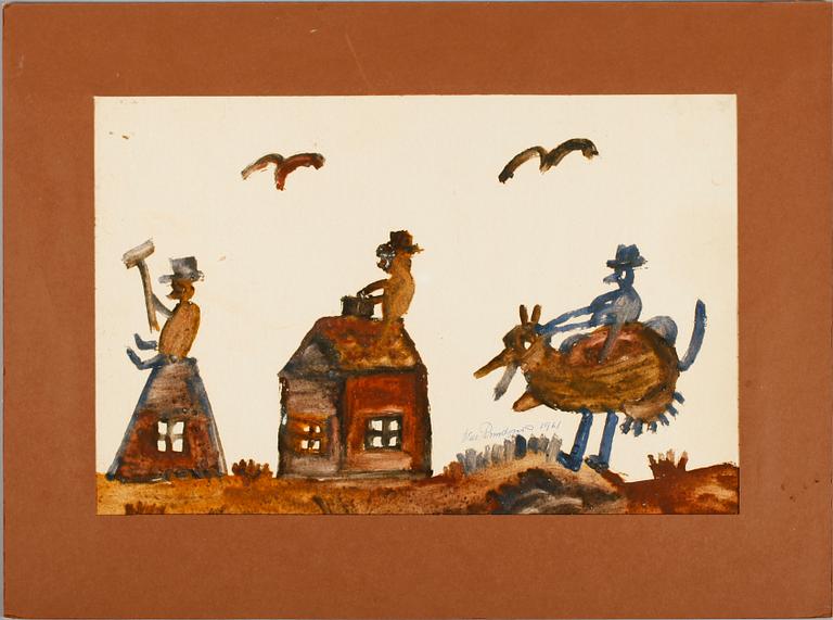 NILS "BJÖRNJÄGARN" RUNDGREN, gouache, signerad och daterad 1961.