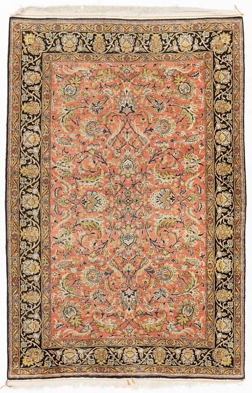 A rug, silk Quum, ca 160 x 106 cm.