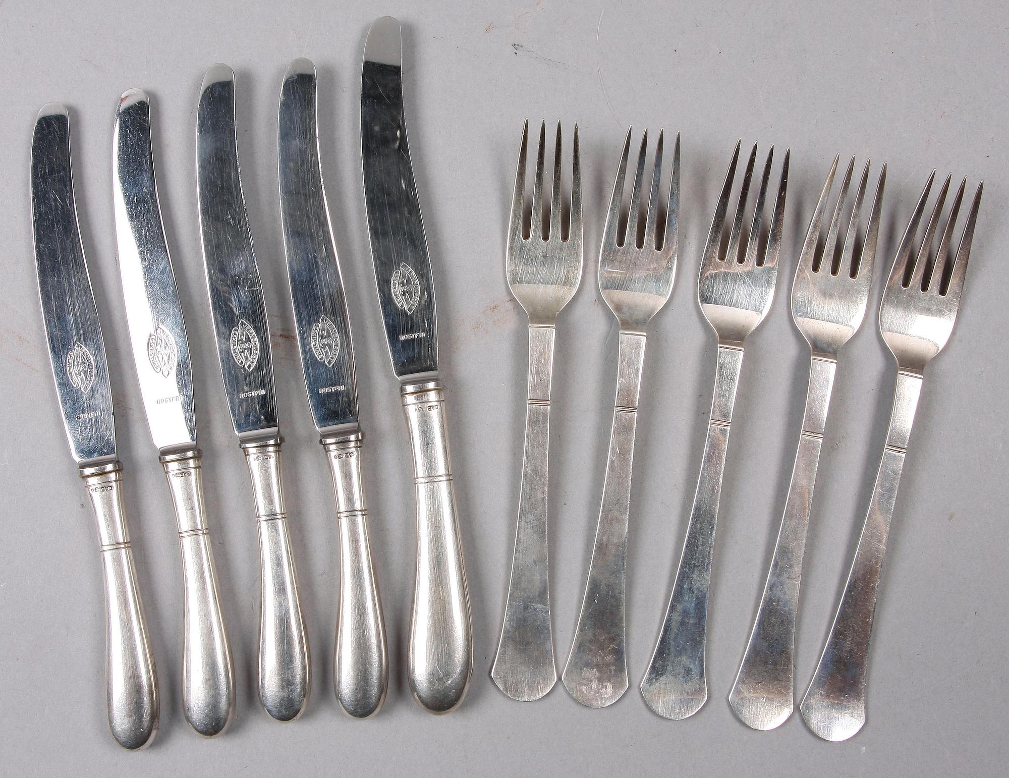 BESTICKSERVISDELAR, 10 st, silver, GAB, "Birka", Stockholm 1944.