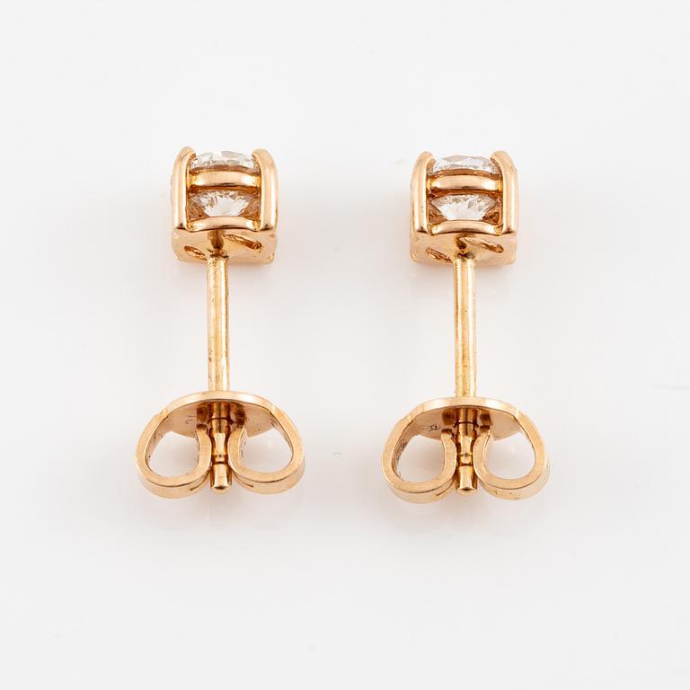 Earrings, 18K gold set with brilliant-cut diamonds.