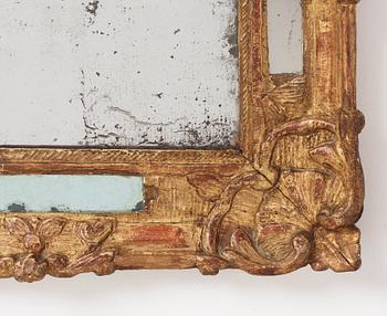 A presumably French Régence giltwood mirror, first part 18th century.