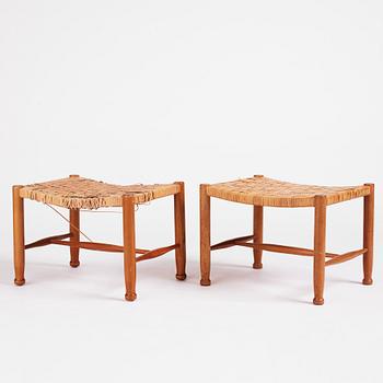 Josef Frank, a pair of stools model "686", Firma Svenskt Tenn, Sweden mid-20th century.