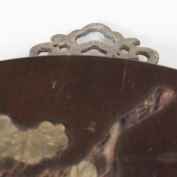 A Chinese panel with stone inlay, Qing dynasty, 19th century.