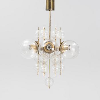 Lustry Kamenicky Senov, a brass and glass ceiling lamp, Czech Republic, second half of the 20th century.