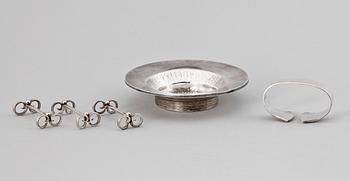 PARTI SILVER, 5 delar, Ray Urban, Georg Jensen samt Borgila, 1928 - 75, tot vikt ca 244g.