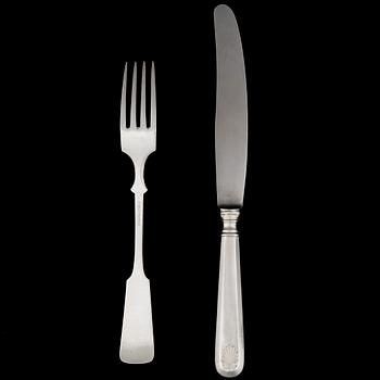 BESTICKUPPSÄTTNING, 12+12, silver, "Musslan", Tavastehus 1950-tal.