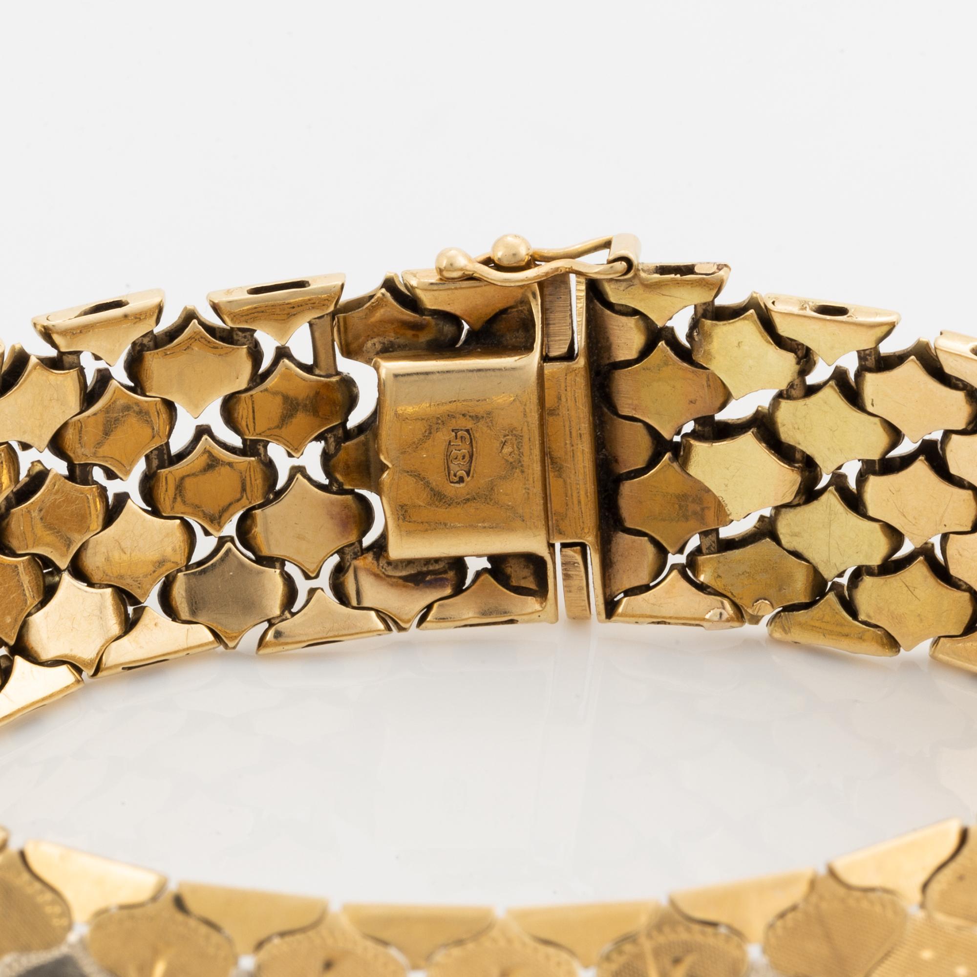 Armband, trefärgat guld.