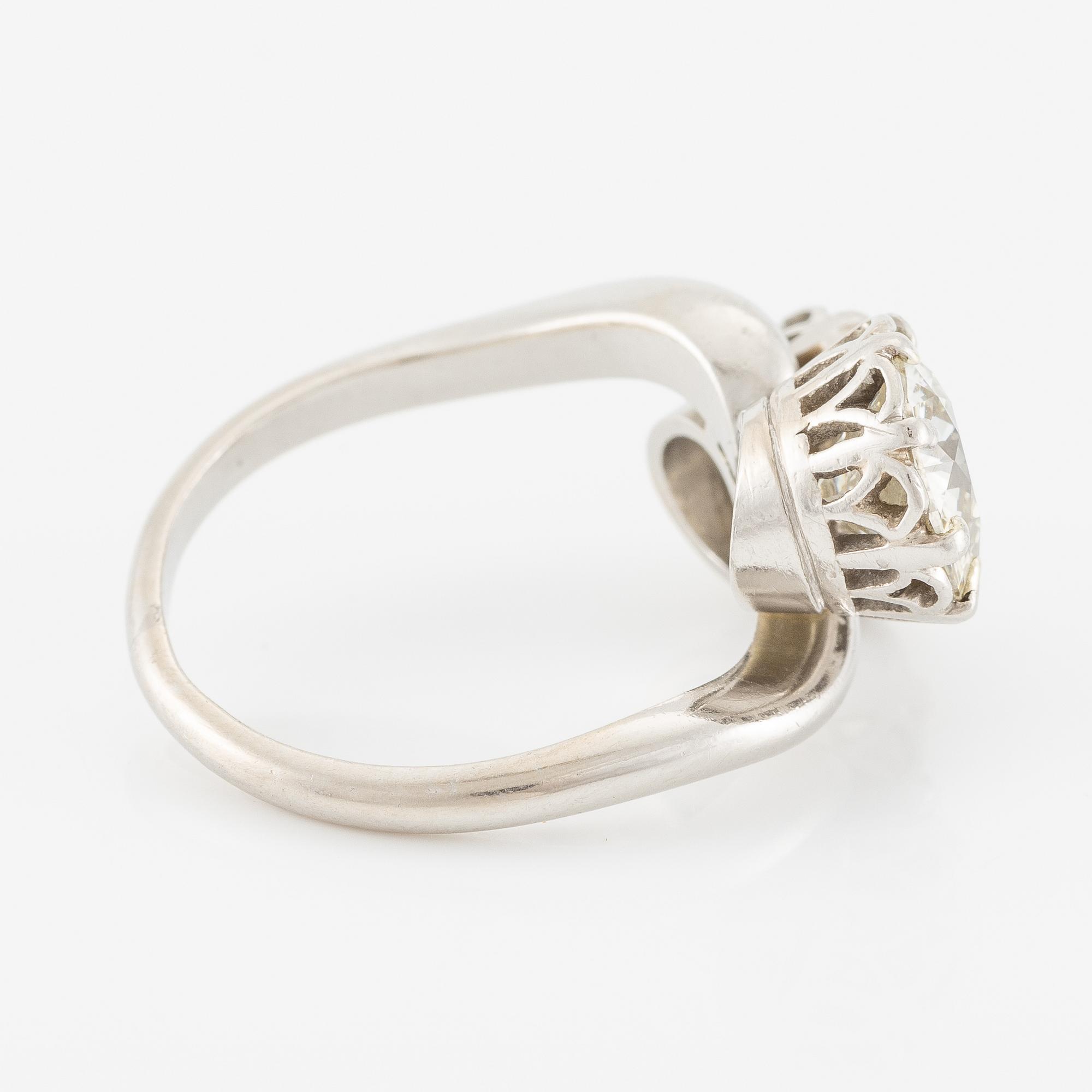 A W.A. Bolin ring in platinum set with two old-cut diamonds.