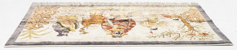 A figural rug/wall hanging, China, silk, old, c. 120 x 210 cm.