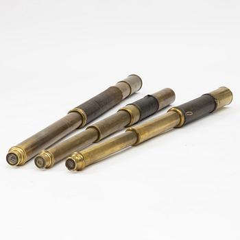 Three telescopea, 19th century.