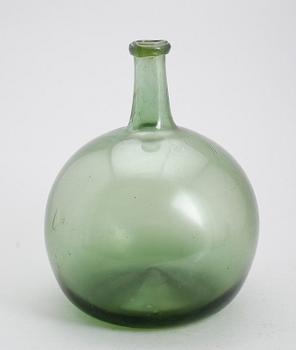 FLASKA, grönt glas, 1700-/1800-tal.