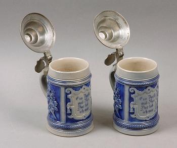 STOP, ett par, stengods, tenn, Tyskland, omkring 1900.