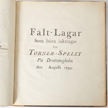 Samling äldre böcker, 8 st, mestadels om Drottningholm, 1700-1800-tal.