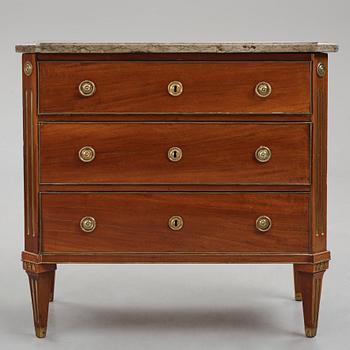 A late Gustavian mahogany commode, Stockholm, late 18th century.