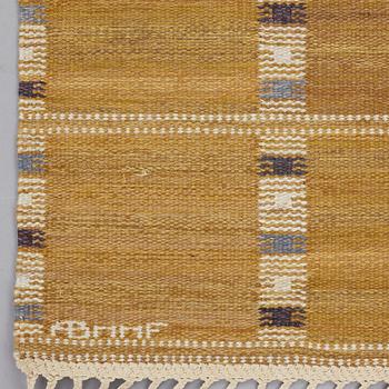 Barbro Nilsson, A CARPET, "Falurutan ljusbrun", flat weave, ca 206,5 x 145-146,5 cm, signed AB MMF BN.