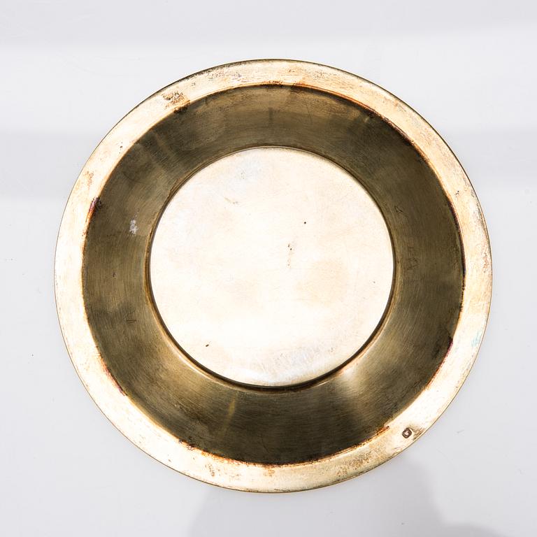 TEGLASHÅLLARE med FAT, förgyllt silver, Frankrike 1800-tal.