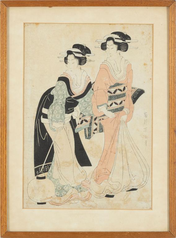 Kikugawa Eizan, a woodblock print, 19th Century.