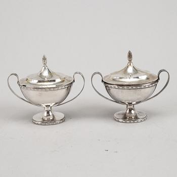 A pair of swedish empire style silver sugar bowls, mark of Bengt Ericsson, Stockholm 1934-35.