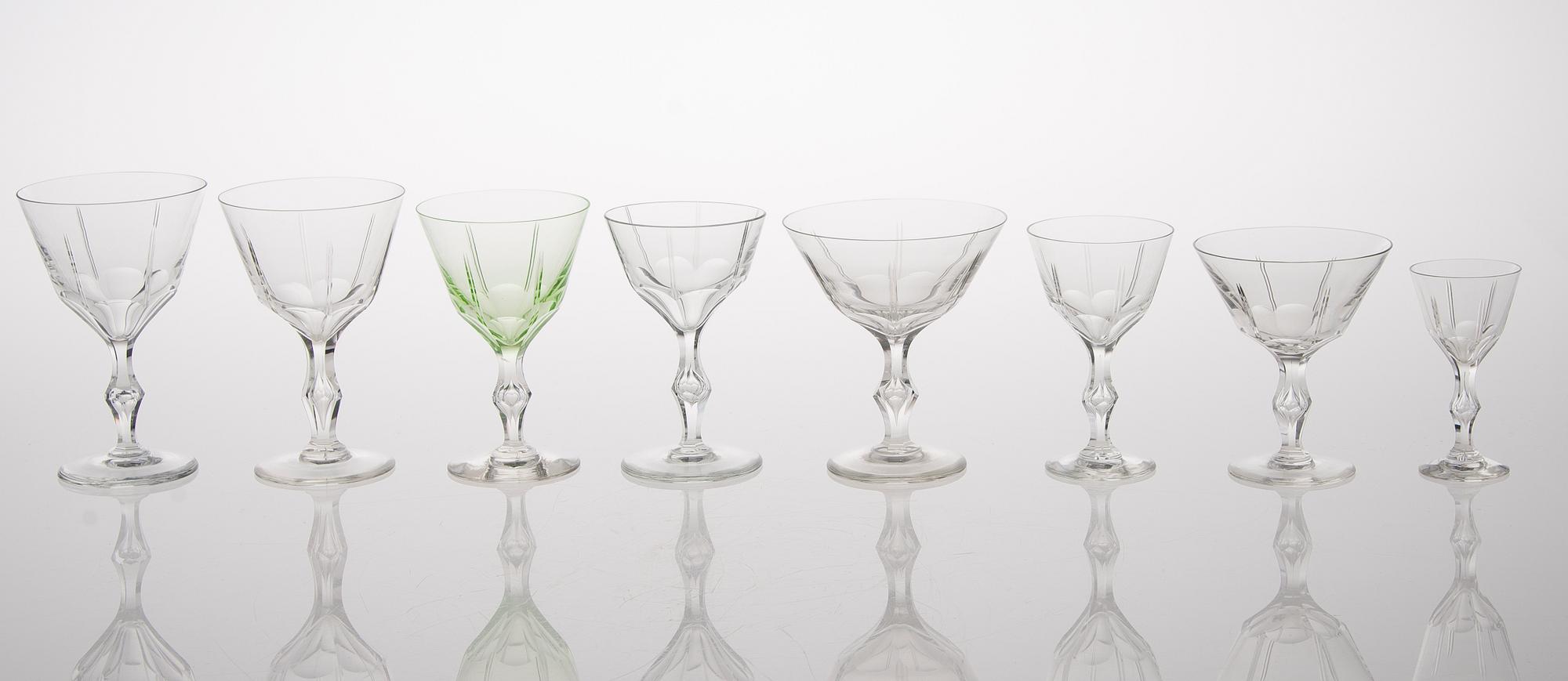A 72-piece set of footed glassware from the first half of the 20th Century.