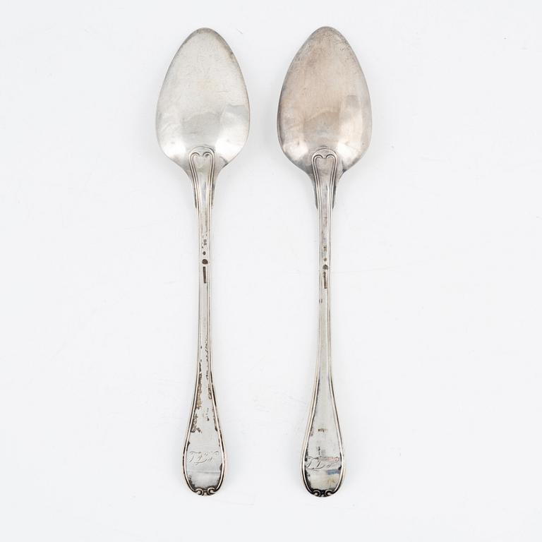 Adolf Zethelius, raguskedar, ett par, silver, "Gammal Fransk", Stockholm, 1810.