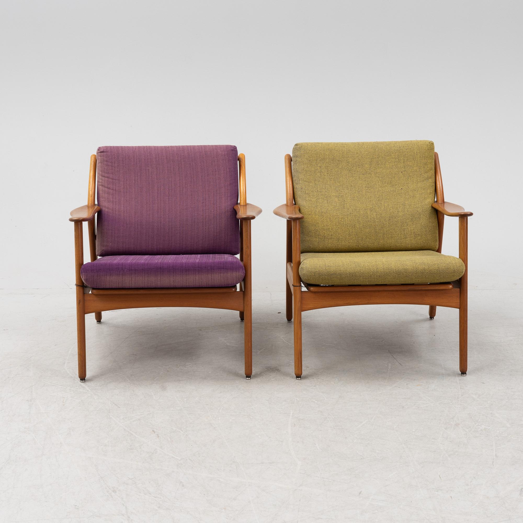 Niels Kofoed, a pair of Danish mid 20th century teak easy chairs.