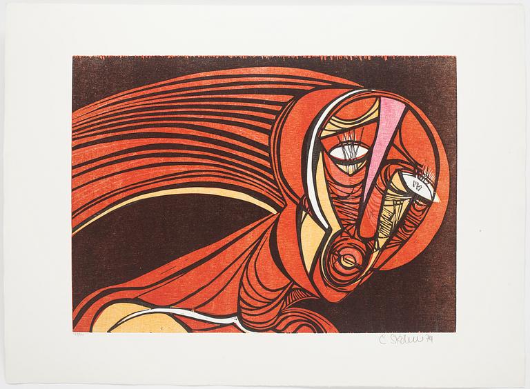 CECIL SKOTNES, färglitografi, signerad och daterad -74. Numrerad  68/100.