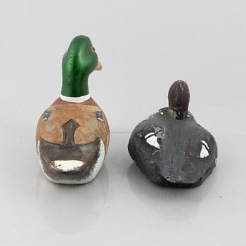 A set of six wooden duck decoys, 20th century.