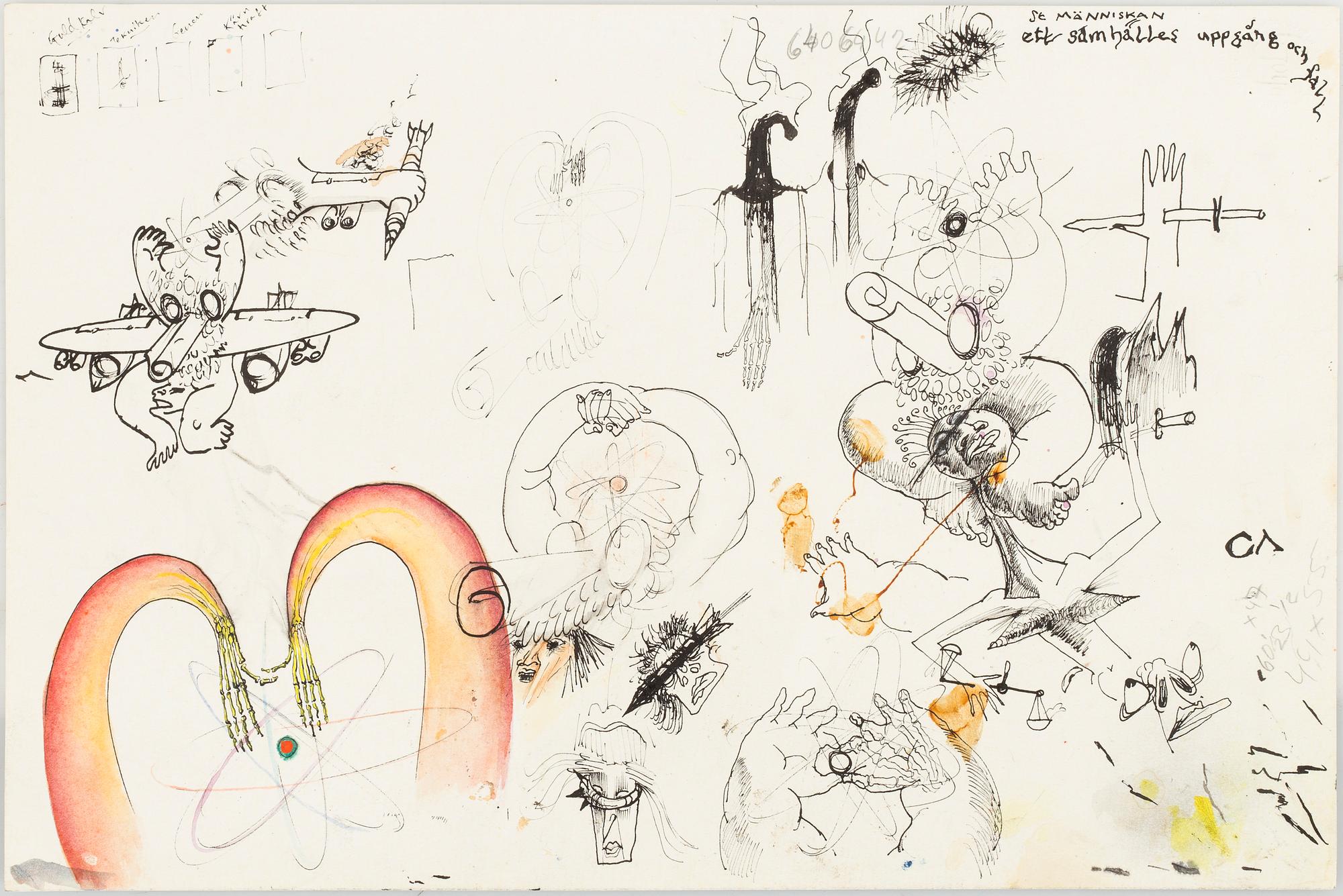 ULF RAHMBERG, Mixed media, signed with monogram and dated 1989 verso.