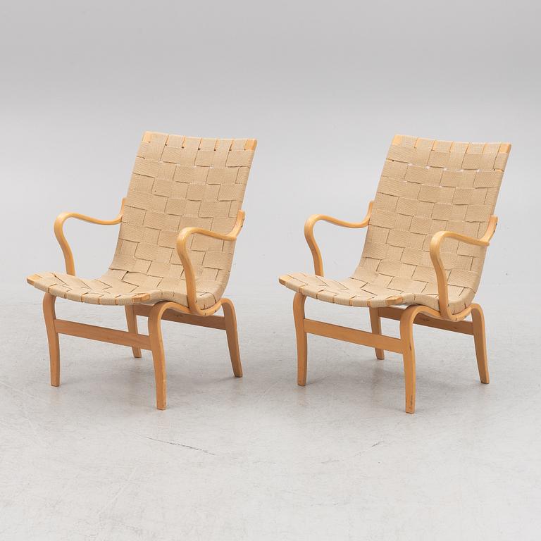 Bruno Mathsson, armchairs, a pair, "Eva", Karl Mathsson Company, dated 1970.