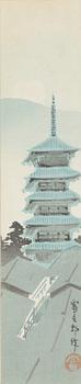 Tomikichirō Tokuriki, Motif of a temple and sculpture.