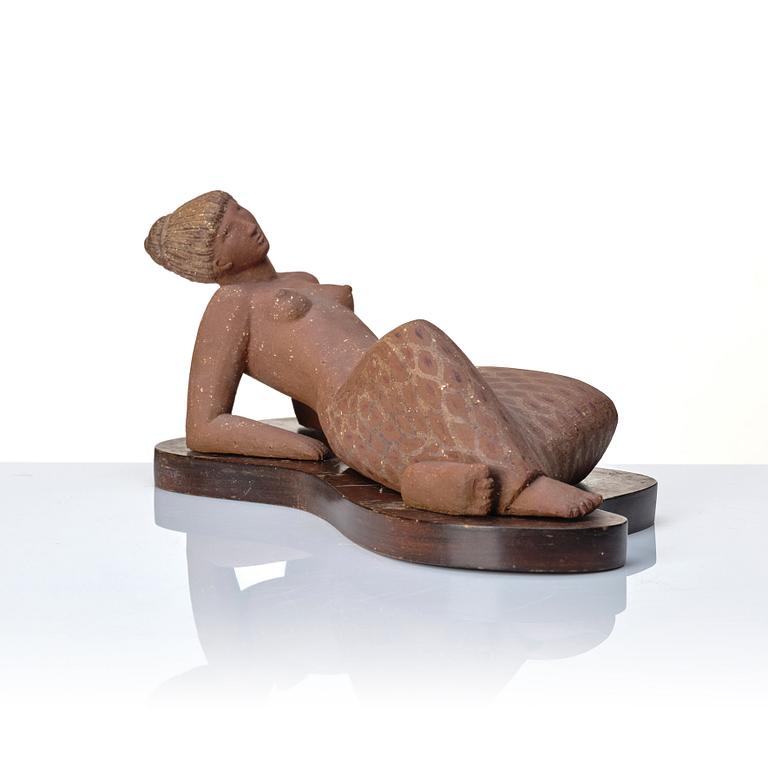 Stig Lindberg, a stoneware sculpture of a female figure, Gustavsberg studio, Sweden, mid 1900's.