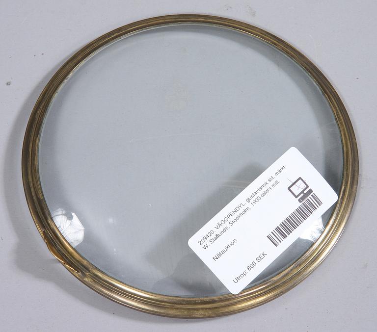 VÄGGPENDYL, gustaviansk stil, märkt W. Staflunds, Stockholm. 1900-talets mitt.